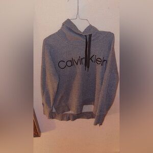 Calvin Klein Gray Cowl Neck Sweater with Minimalist Design